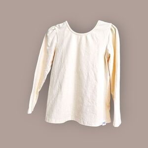 Makena Lane Long Sleeve Puff Shoulder Solid Tee, Size 10